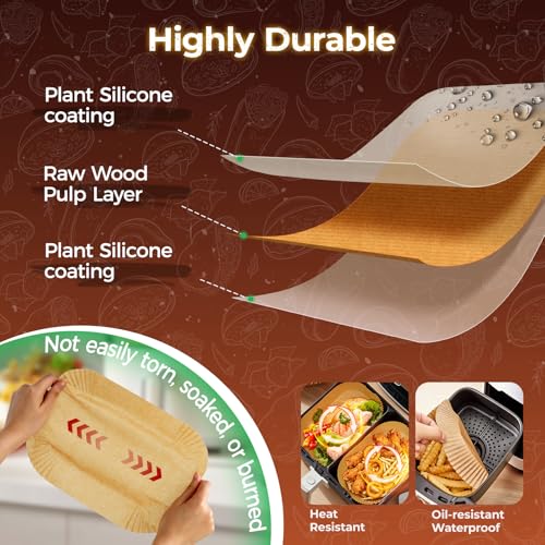 200PCS Air Fryer Paper Liners for Ninja Dual Airfryer & bella Slim (8.5*5.5)