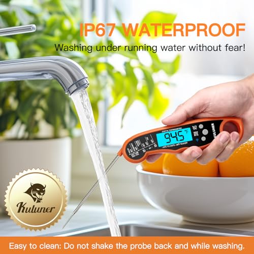 Digital Instant Read Meat Thermometer for Cooking (Orange)