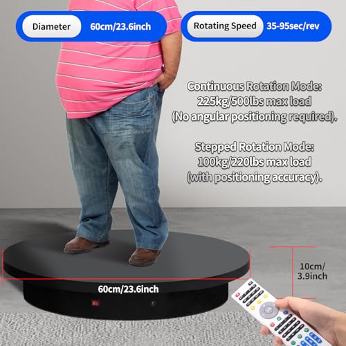 23.6In Remote Large Motorized electric turntable Rotating platform Photography Turntable Motorized lazy susan Base giratoria para for Photography