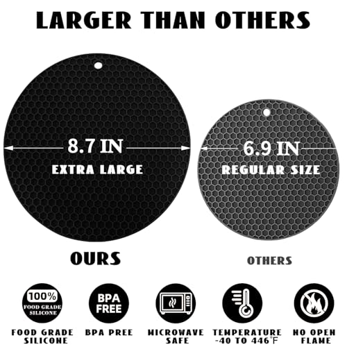 4 Pack Silicone Trivet Mats (9x9in / 04 Black)