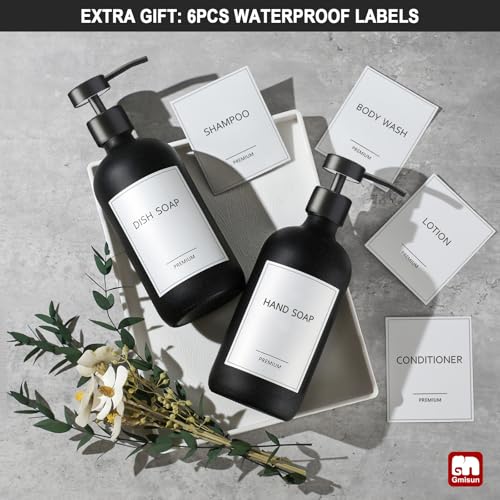 Black Soap Dispenser (Black Bottle + Black Flat Pump / 2 Pack)