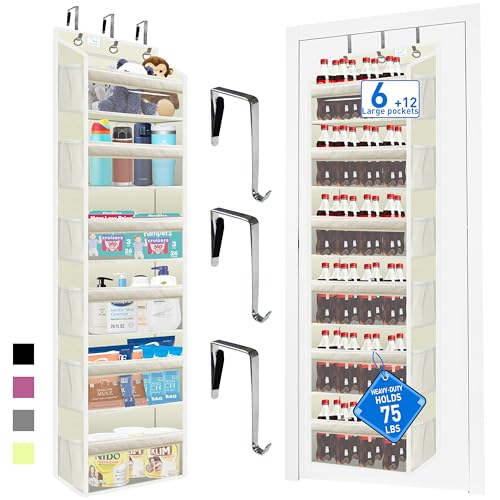 Over the Door Organizer Storage 6 Tier (over door organizer-Ivory)