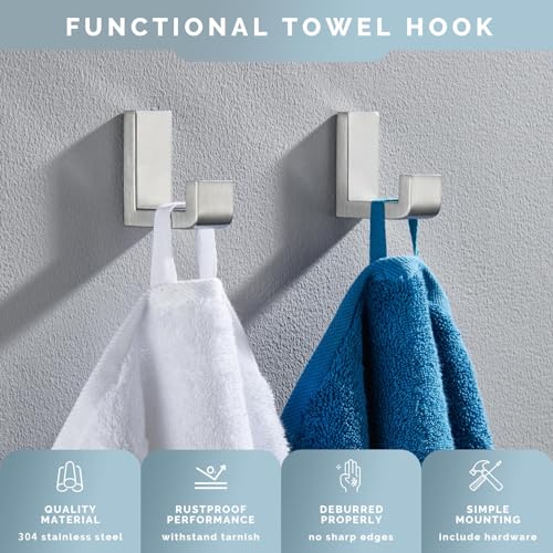 Towel Hooks Brushed Nickel (4 Pack / Brushed Nickel)