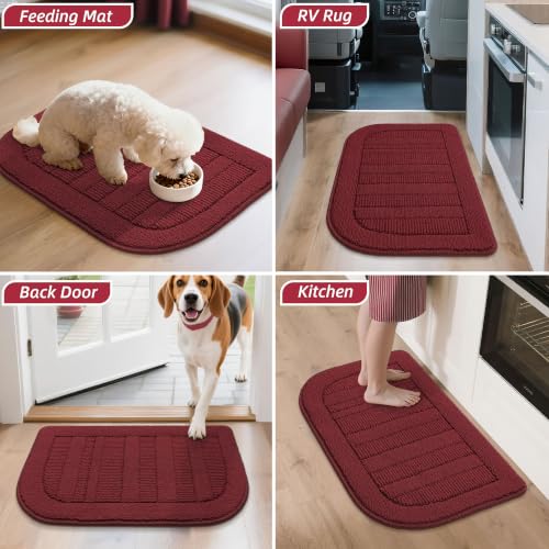 30x18 Inch Kitchen Rugs Non Slip Washable Kitchen Sink Rug (1'6" x 2'6" (Semicircular) / Red)