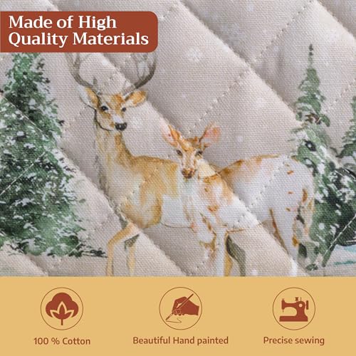 Pot Holders 100% Cotton Potholders (049 - Deer in the Woods / 8" x 8" (Pot Holder Pack of 2))