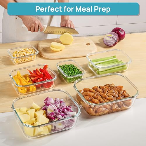 2.26L 76oz Extra Large Glass Food Storage Containers with Lids (Mixed of 6pack)
