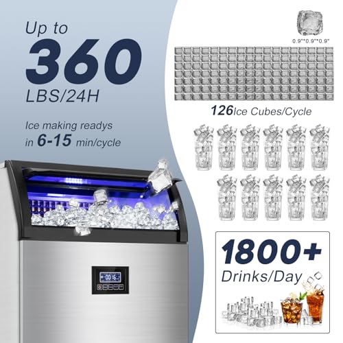 Commercial Ice Maker Machine 360LBS (Stainless Steel)