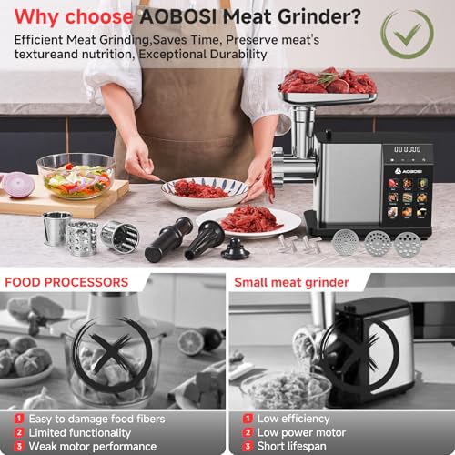Multifunctional Digital Meat Grinder Electric 3000W Max (Stainless Steel)