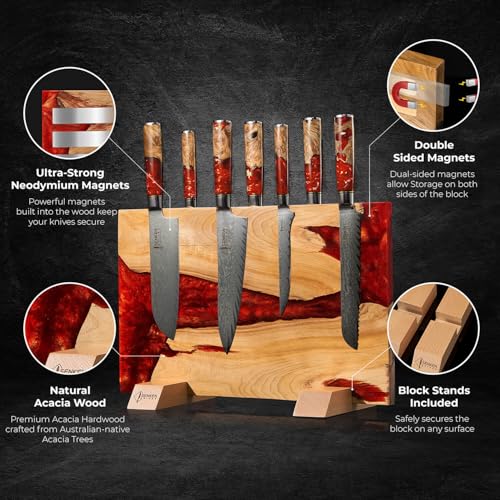 SENKEN "Red Tsunami" Extra Large Magnetic Knife Block