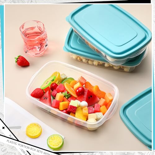 18 Pcs 33 oz Plastic Food Storage Containers with Lids (Blue)