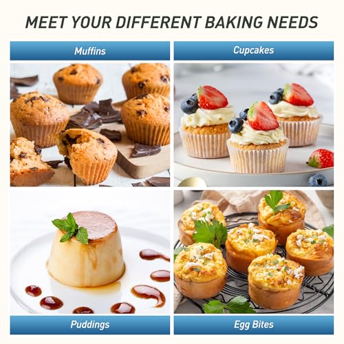 2 Pack 24 Cups Silicone Mini Muffin Pan with Metal Reinforced Frame Silicone Molds Cupcake Pans Tray Egg Bites Circle Cookie Molds Muffin Tin Tart Pans Baking Sheet Set for Breakfast Sandwiches (2pc: 24-Cup Mini / Morandi Blue)