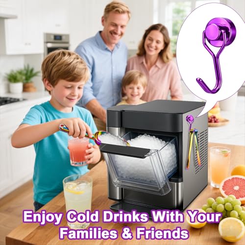 Stainless Steel Ice Scoop for Freezer with Magnetic Hook & Ice Tongs (6oz / Colorful)