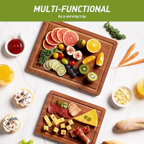 Bamboo Cutting Board Set Non Slip Feet Over Sink Gifts Best Mama Mommy Bonus Busy Mom Ever Christmas Xmas Birthday Law Step Stepmom Stepmother Who Have Everything Good Unique Useful Present (2-Piece / Brown)