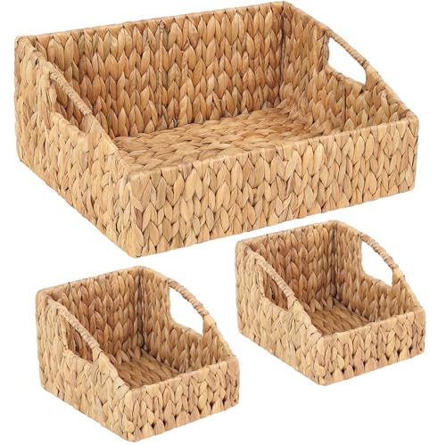 Set of 3 Handwoven Storage Baskets (Light Brown)