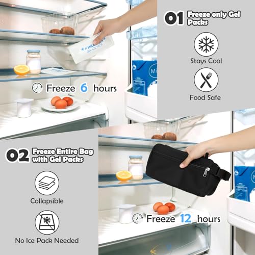 Freezable Snack Bag with Removable Ice Packs (with Ice Packs - Black)