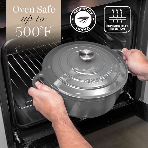 Cast Iron Pot with Lid (Grey / 5-Quart - Deep)