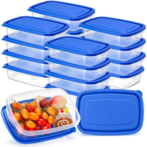 18 Pcs 33 oz Plastic Food Storage Containers with Lids (Dark Blue)