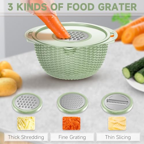 4 1 Strainer with Bowl & Spoons Set (Green)