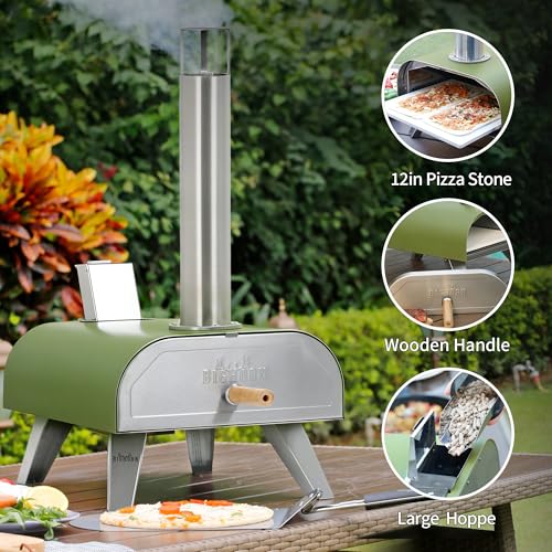 12" Multi Fuel Outdoor Pizza Oven Reach up to 1110℉ (Green)