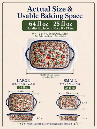 2 Piece Polish Pottery Style Ceramic Baking Dish Set (2 Count)