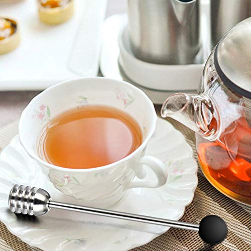 Stainless Steel Honey Dipper Stick 6.3 Inch Honey Wand Server for Honey Pot Dispense Drizzle Honey (1 Pcs Black)