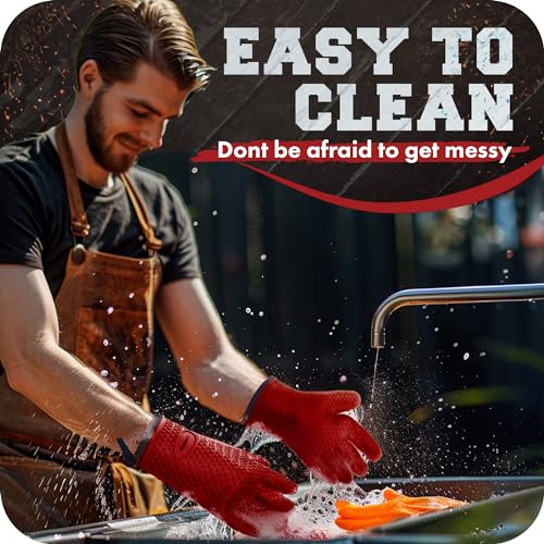 XL Silicone Smoker BBQ Gloves (Royal Red / X-Large)