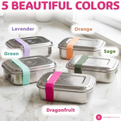 Stainless Steel Bento Box + Condiment Container (Dragonfruit / 47oz / 1400ml)