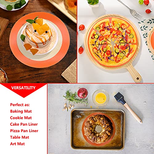 Round Silicone Baking Mats for 8 Inch Cake Pan (Bright Orange / 8"L x 8"W)