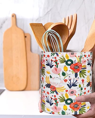 Kitchen Utensil Holder (Mint Floral)