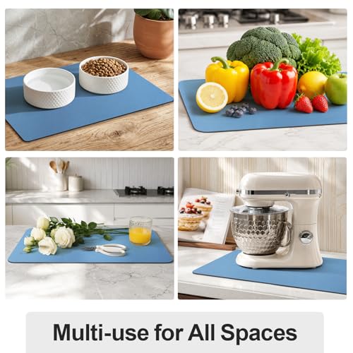 Dish Drying Mat for Kitchen Counter (Blue / 16" x 18")