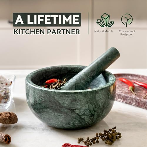 Luxury Marble Mortar and Pestle Set (Green Marble / 7in-4 cups)