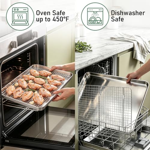 Baking Sheet with Wire Rack Set (16+12+9 Inch)