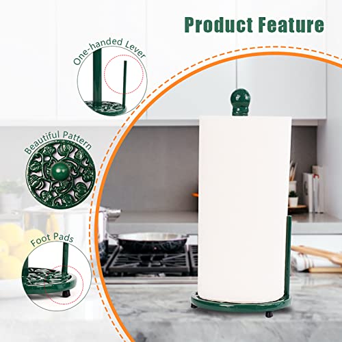 Green Cast Iron Paper Towel Holder for Kitchen Countertop (Green-pumpkin)