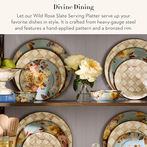 Enamel Serving Platter (Slate Wild Rose)