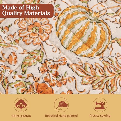 Pot Holders 100% Cotton Potholders (127 - Pumpkin Spice / 8" x 8" (Pot Holder Pack of 2))