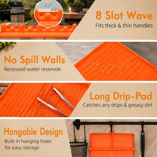 Silicone Griddle Tool Mat for Blackstone and Weber (Orange)