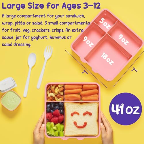 Kids Bento Snack Lunch Box with 4 Compartment (7 count)
