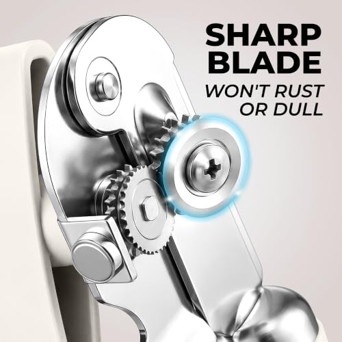 Stainless Steel Swing Open Manual Can Opener Comfortable Grip (Cream / Swing Open)