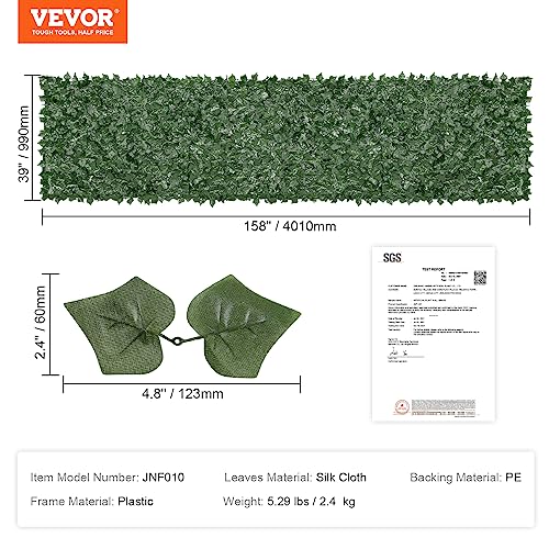 Artificial Ivy Privacy Fence Screen (Ivy with Green Mesh Backing / 39 x 158 inch)