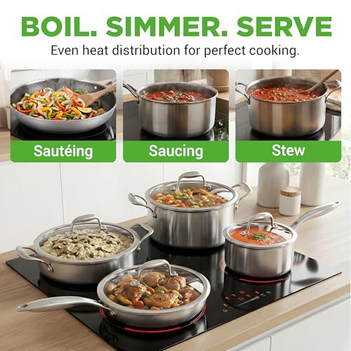 8 Piece Triply Cookware Set Stainless Steel (Stainless Steel / 8 piece Cookware set)