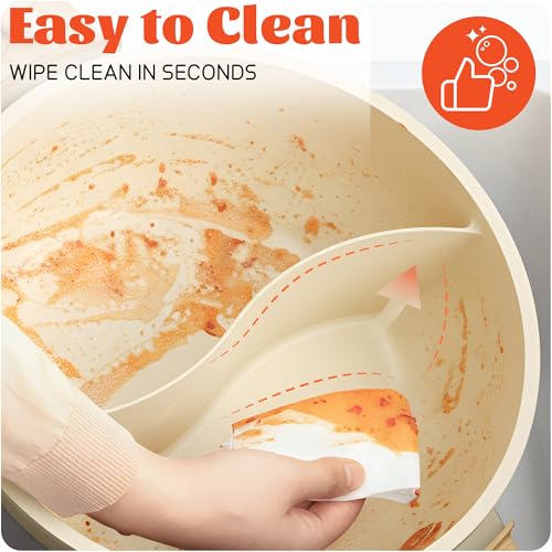 TWIN™ Dual ShabuShabu Electric Hot Pot Fast & Even Heat (Apricot / 4.5 Quarts)