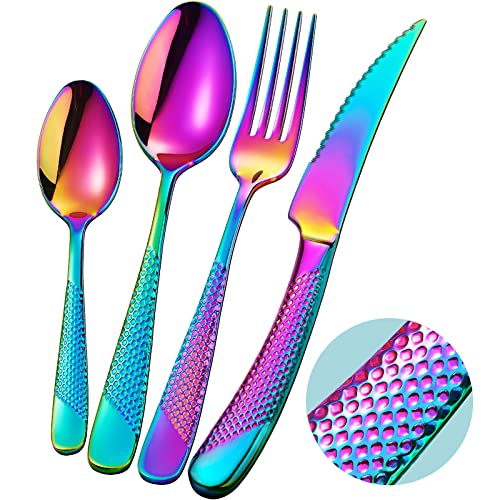 16 Pc Modern Rainbow Hammered 18 (Rainbow)