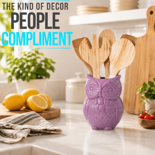 Purple Owl Utensil Holder (Purple)