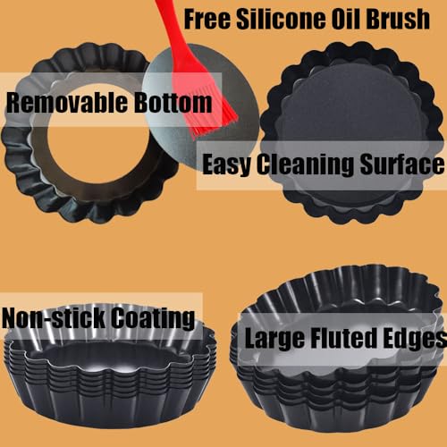 8 Pack Mini Tart Pans 4 Inch with Removable Bottom Round Nonstick Quiche Pan (4-inch X 0.75-inch)