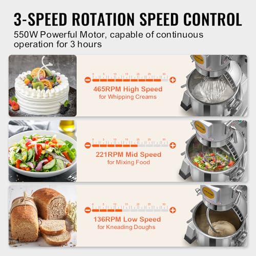 15Qt Commercial Food Mixer Timing Function 500W Commercial Mixer (15Qt)