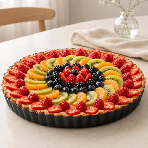 9 Inch Round Tart Pans with Pie Cake Server. Removable Bottom (9.5*1.2IN)