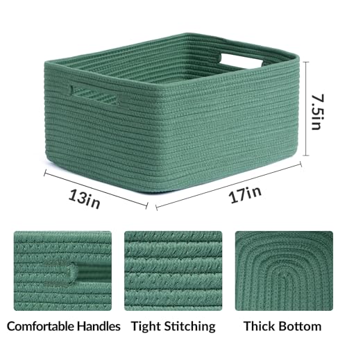 Large Storage Baskets for Organizing (4pcs-L17×W13×H7.5" / Green)