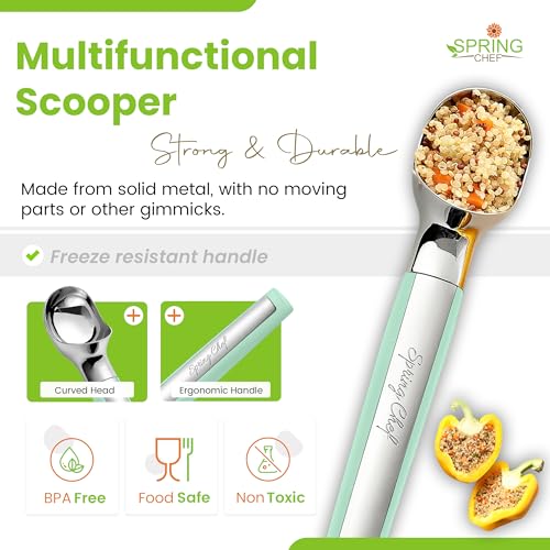 Heavy Duty Metal Ice Cream Scoop with Soft Grip Handle (Mint)
