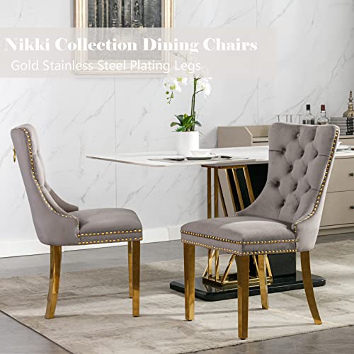 Grey Velvet Dining Chairs Set of 2 (Classic Gray)