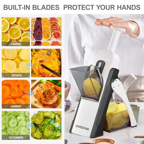 Safe Mandoline Slicer for Kitchen (Light Gray)